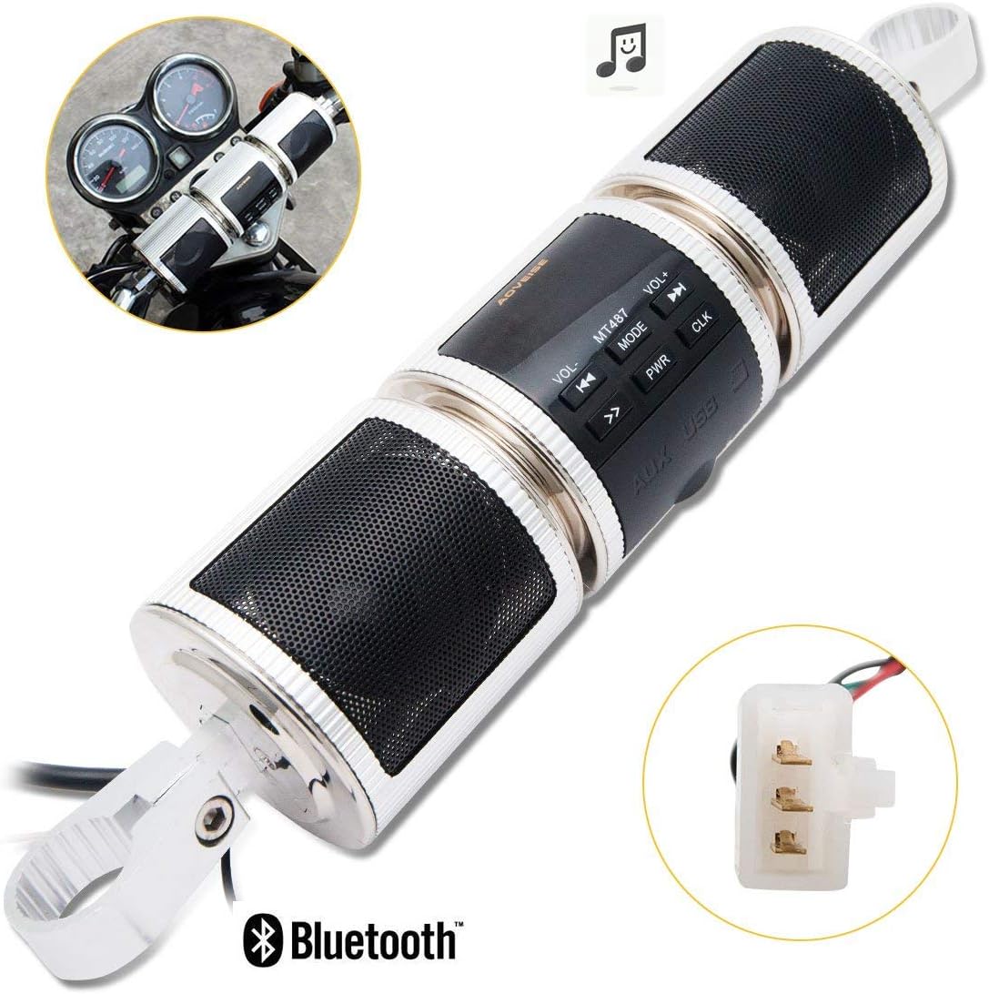 Riloer 12V Moto Bluetooth Audio Sound System, Argento - immagine 8