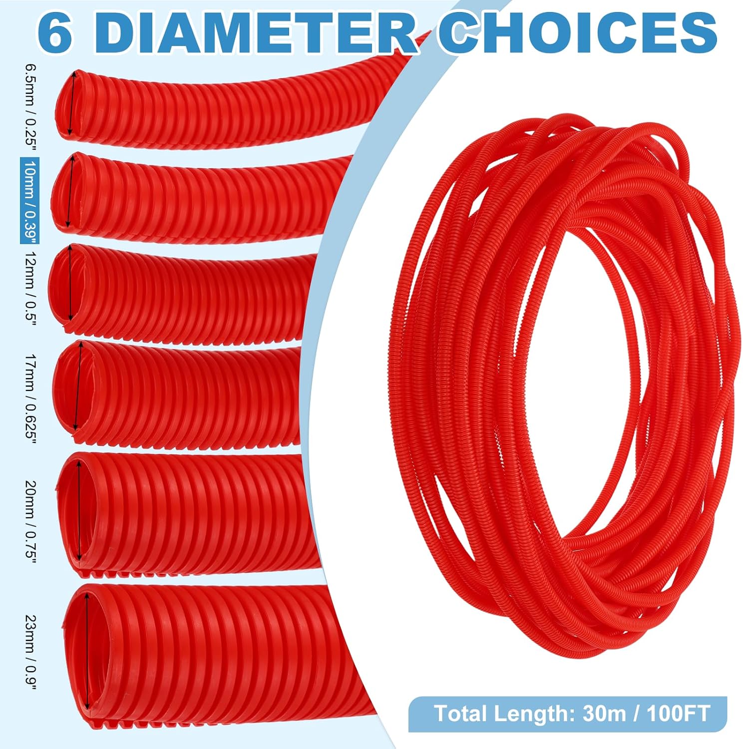 Quarkzman Guaina Protettiva per Cavi Aperta 10mm 30m, Rossa - immagine 2