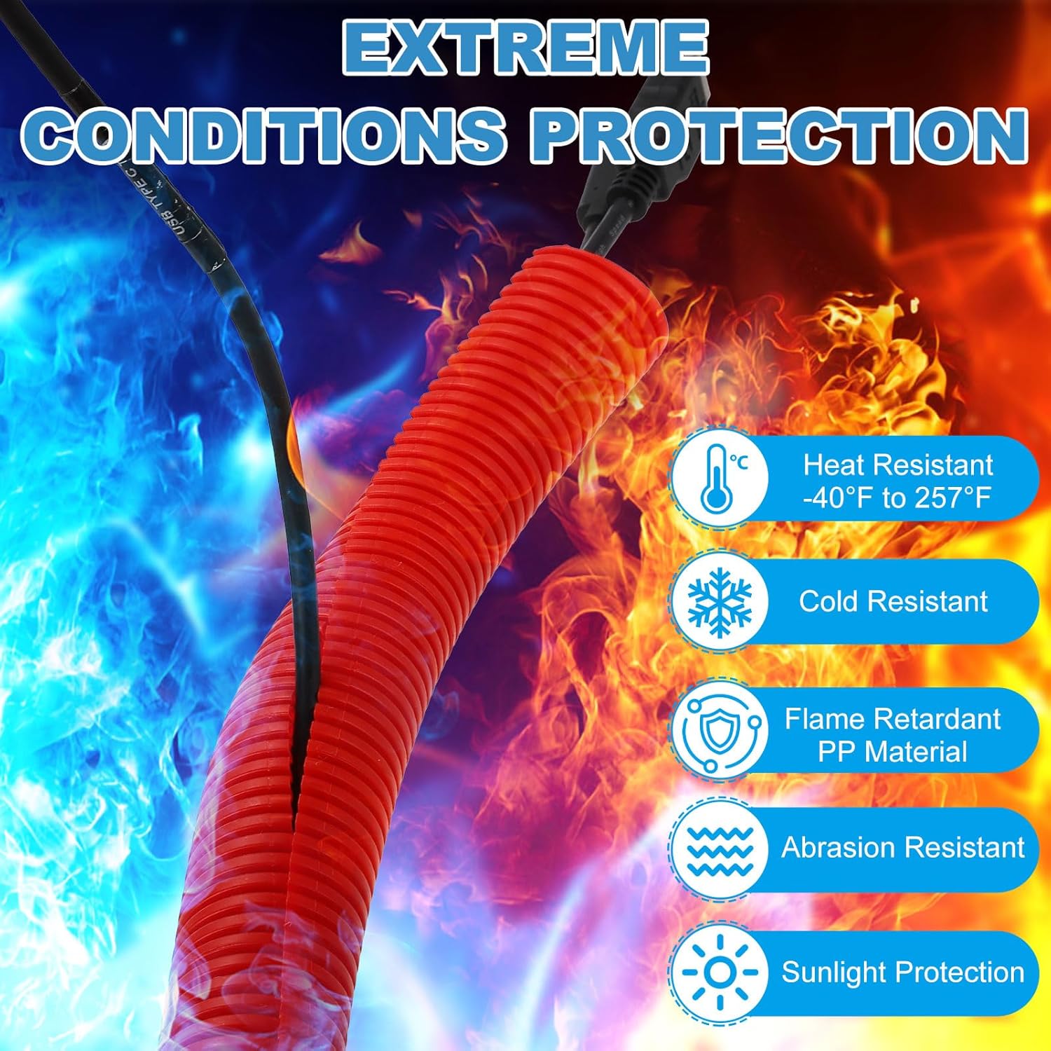 Quarkzman Guaina Protettiva per Cavi Aperta 10mm 30m, Rossa - immagine 3