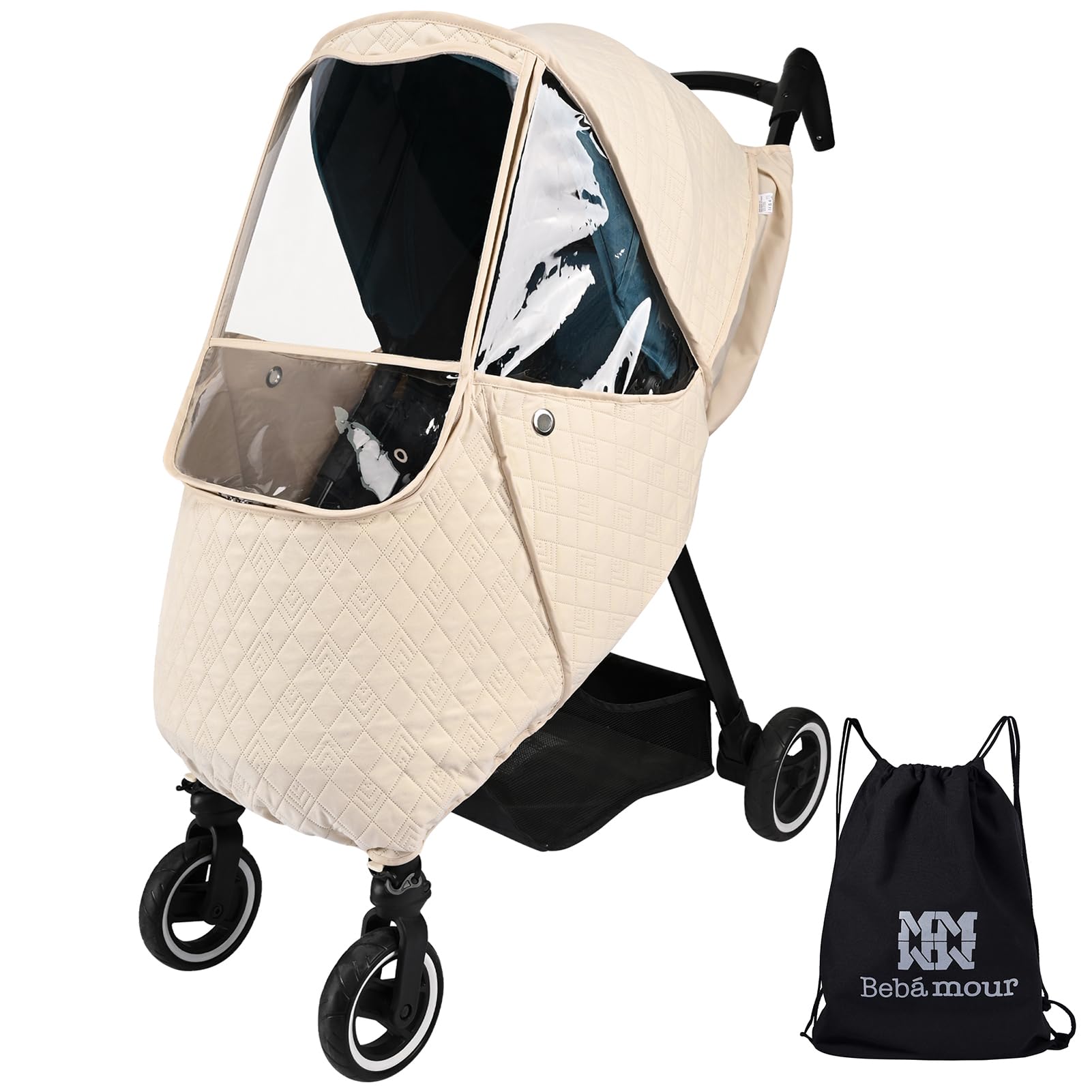 Bebamour Parapioggia Universale per Passeggino, Beige