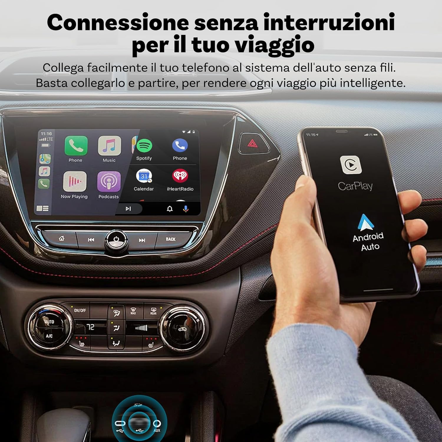 Ottocast MINI - Adattatore CarPlay e Android Auto Wireless - immagine 2