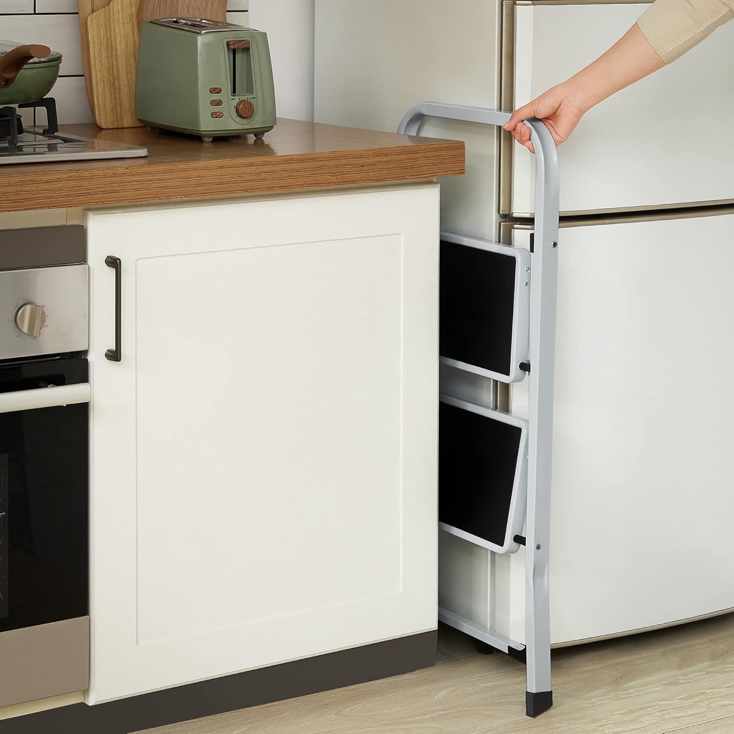 Songmics Scaletta Pieghevole in Acciaio 150 kg, Bianca - immagine 7