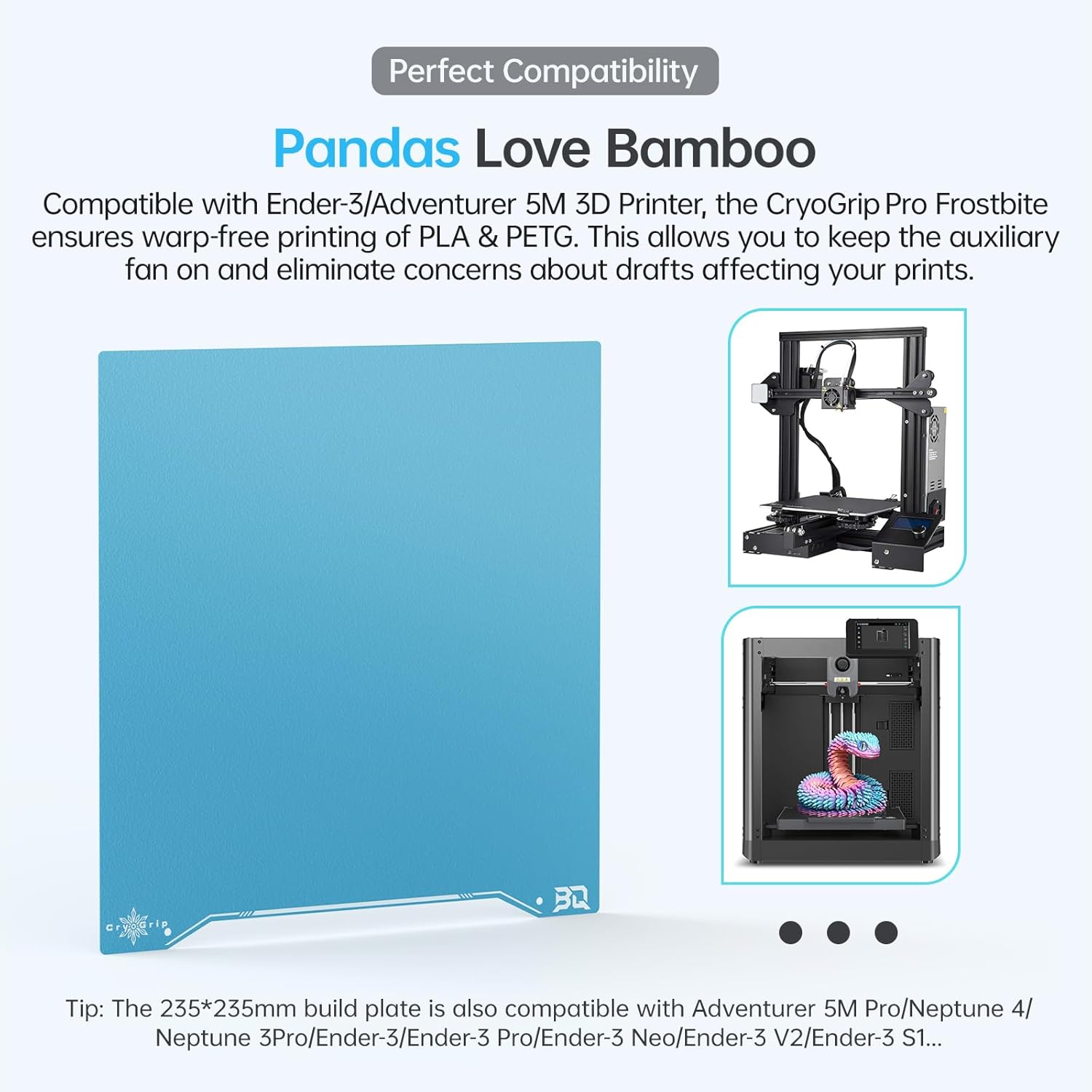 BIQU CryoGrip Pro Frostbite Panda Build Plate 235x235mm - immagine 5