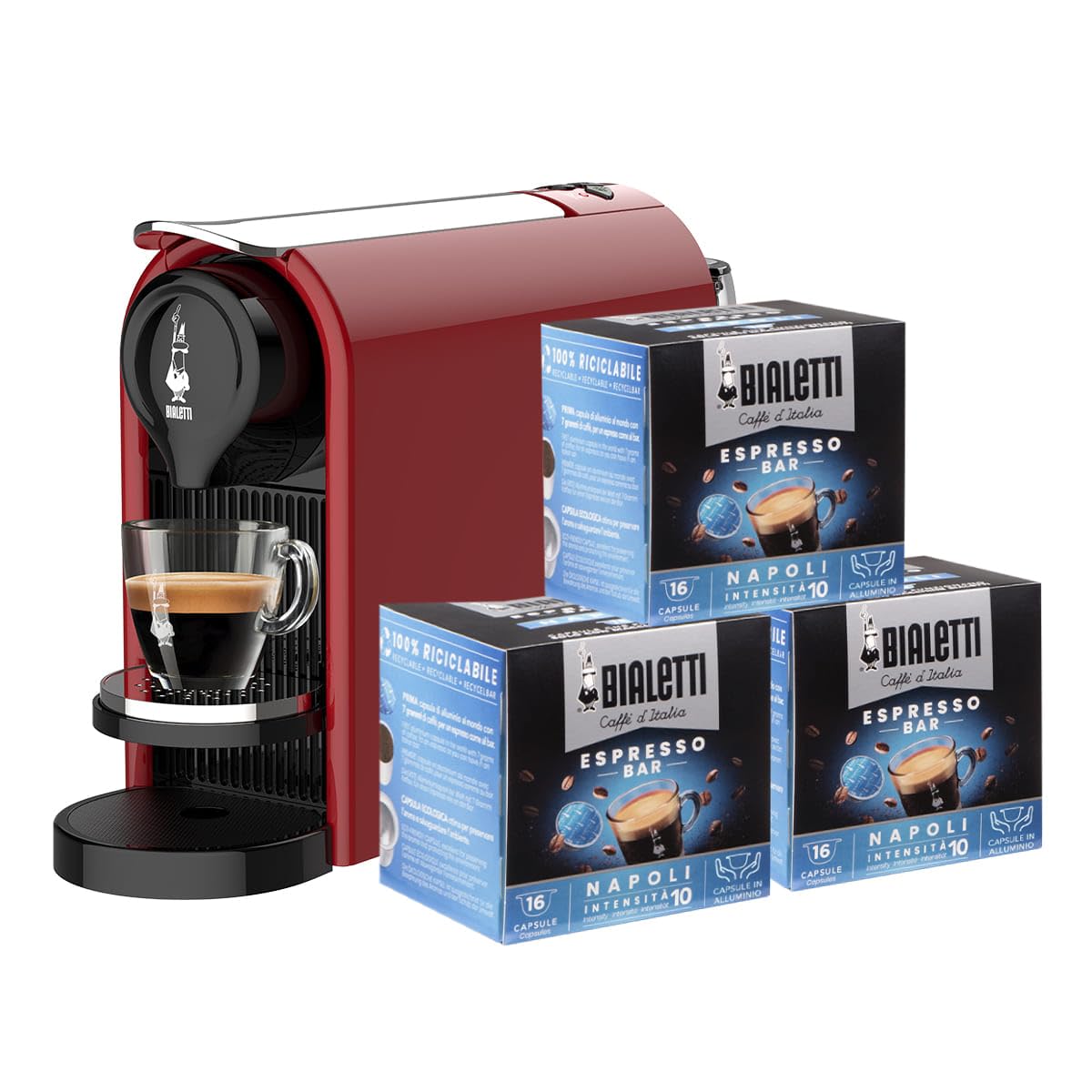 Bialetti Gioia Plus - Macchina Caffè Espresso, Rosso