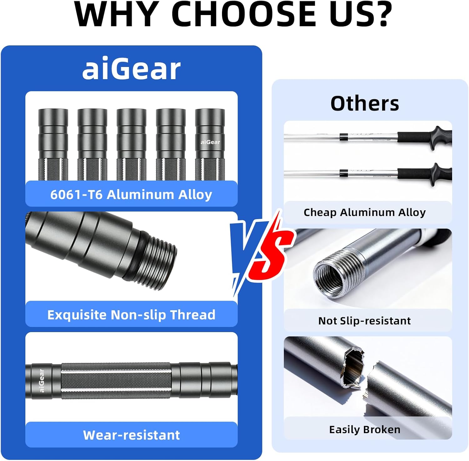 Aigear Tactical Stick - Bastone da Trekking Alluminio - immagine 4