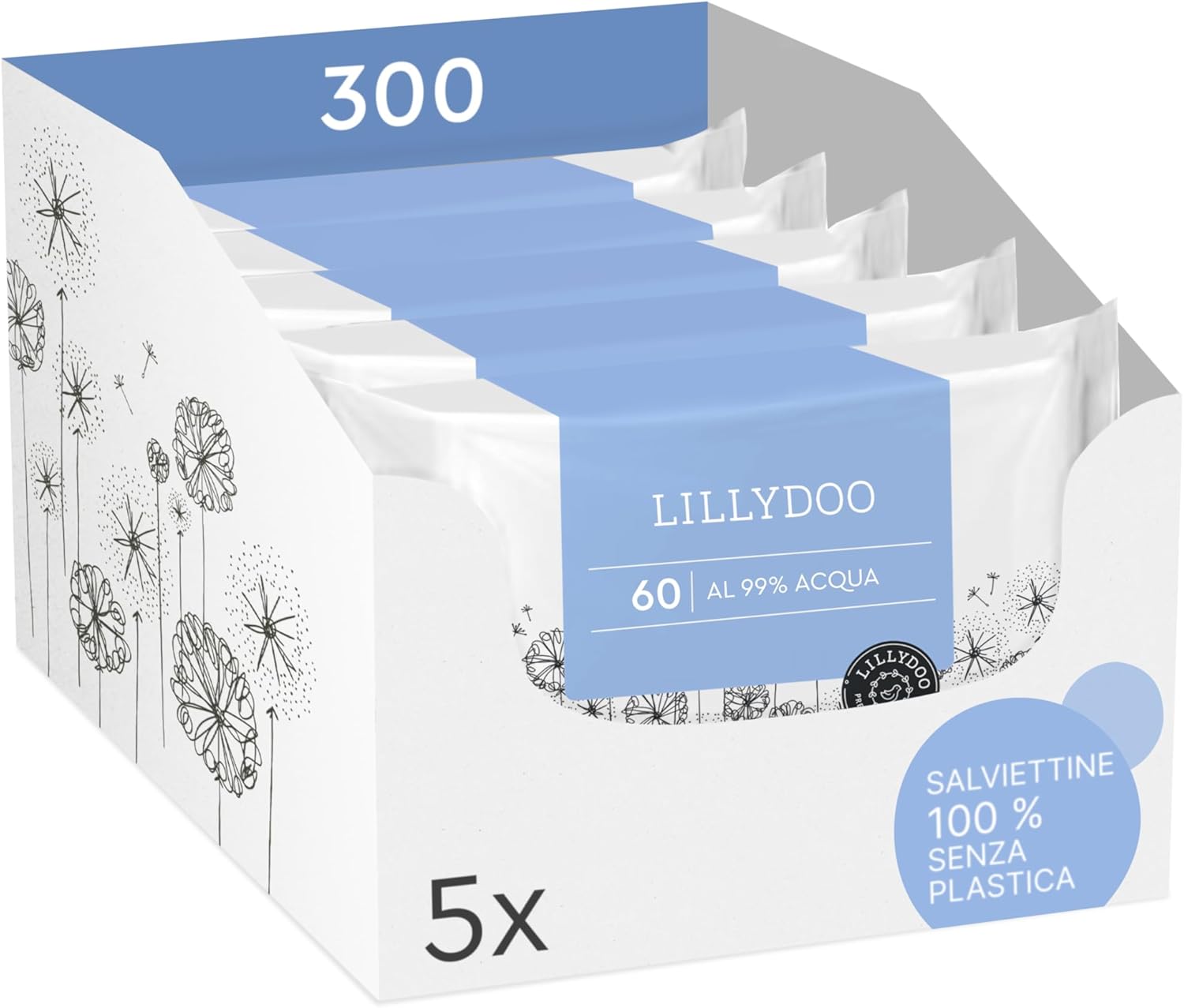 Lillydoo Salviettine Umidificate 99% Acqua, 300 Pezzi - immagine 1