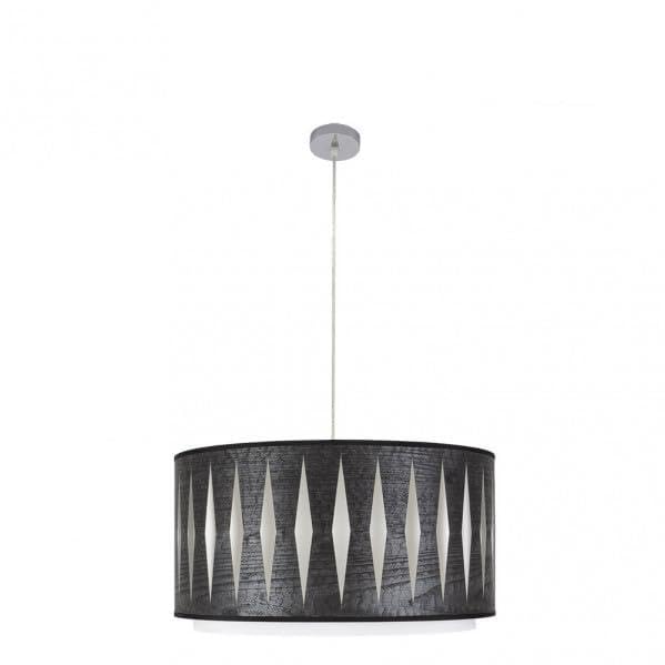 Ciondolo Alexandra 2xE27 Cromo e Legno Nero 50x50cm