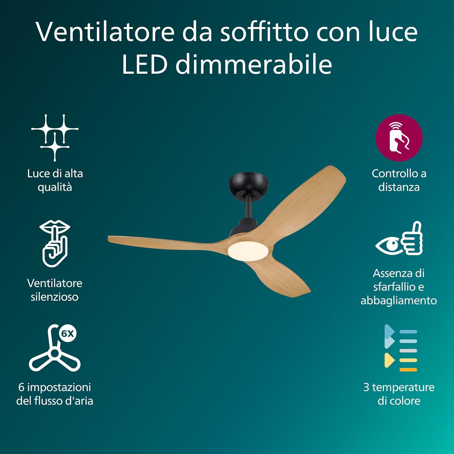 Philips Olas - Ventilatore a Soffitto con Luce LED 24W - immagine 2
