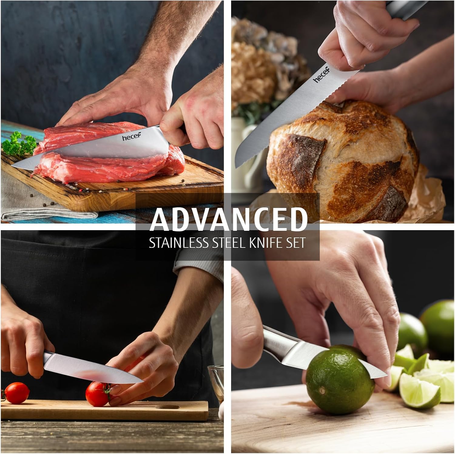 Hecef Set Coltelli da Cucina Professionali - 5 Pezzi - immagine 6