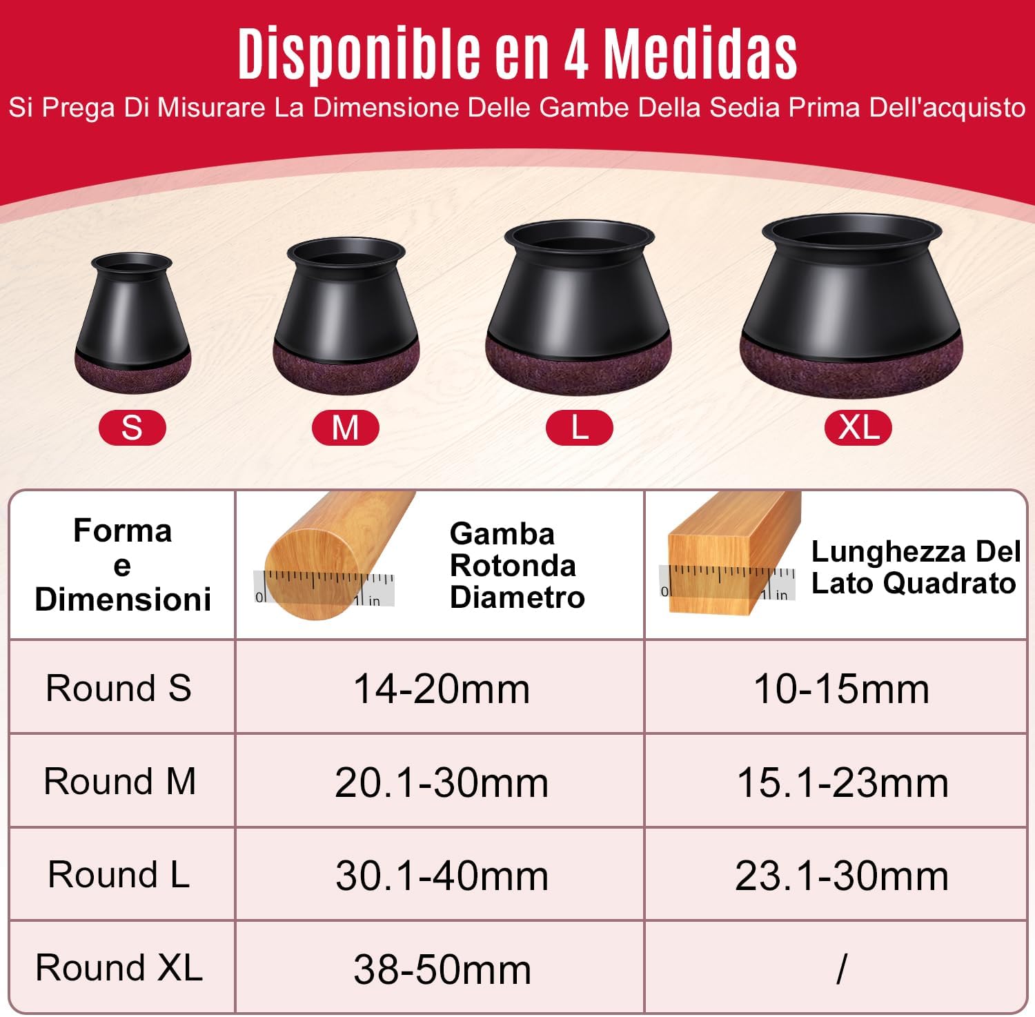 Oconda 24 Gommini per Sedie Rotondi in Silicone - immagine 2