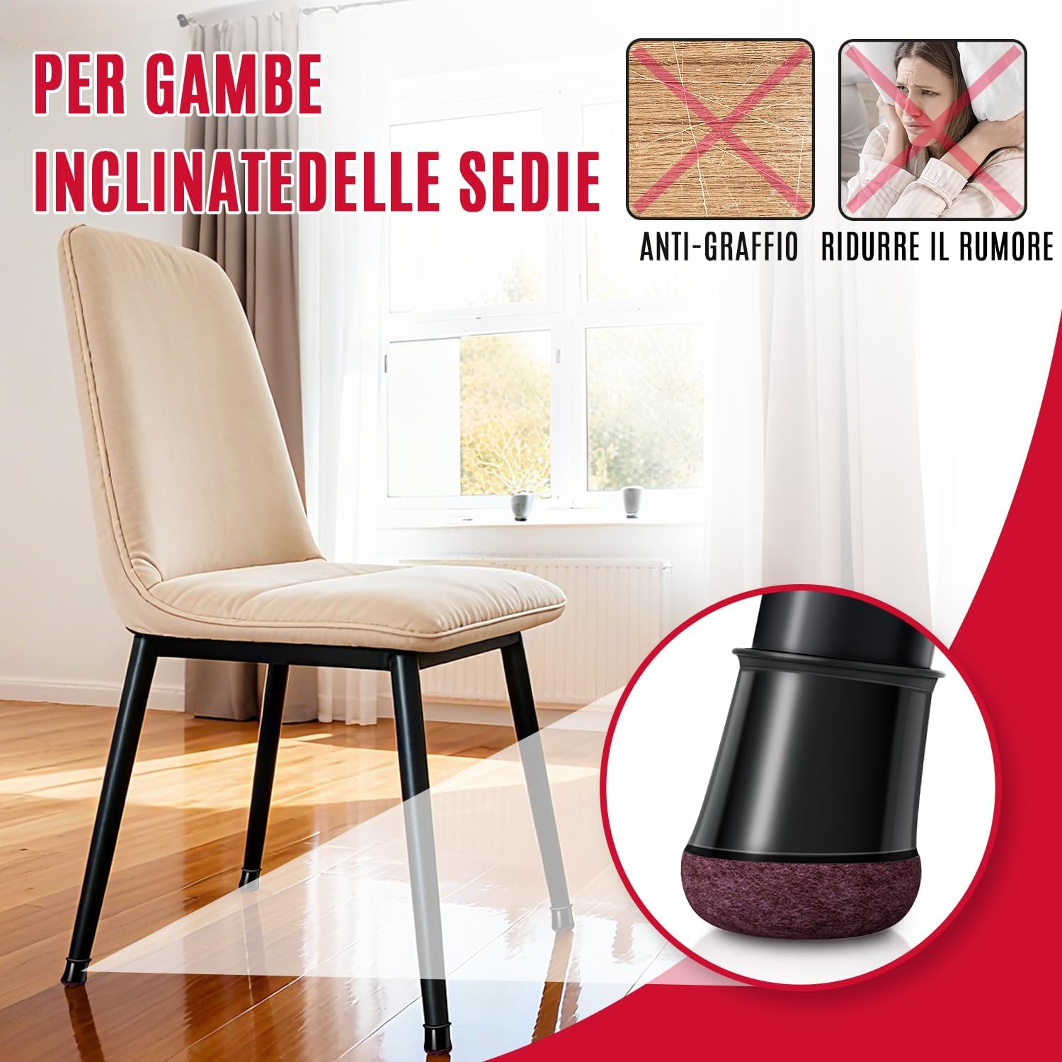 Oconda 24 Gommini per Sedie Rotondi in Silicone - immagine 3