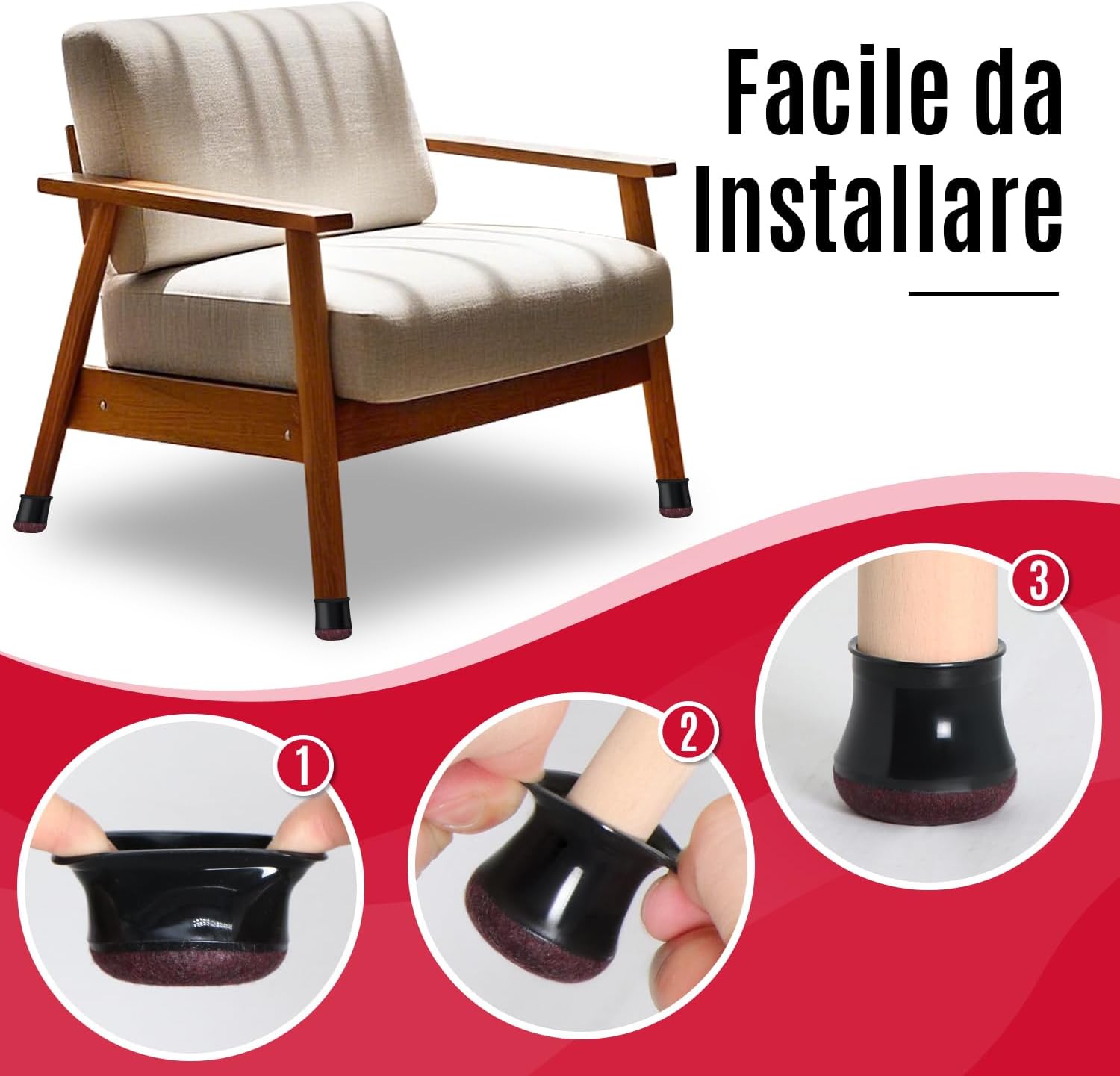 Oconda 24 Gommini per Sedie Rotondi in Silicone - immagine 5