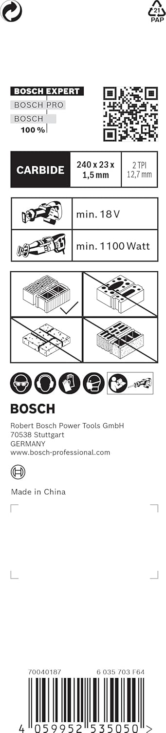 Bosch Professional 3x Lame per Seghe Expert `Hollow Brick` - immagine 4