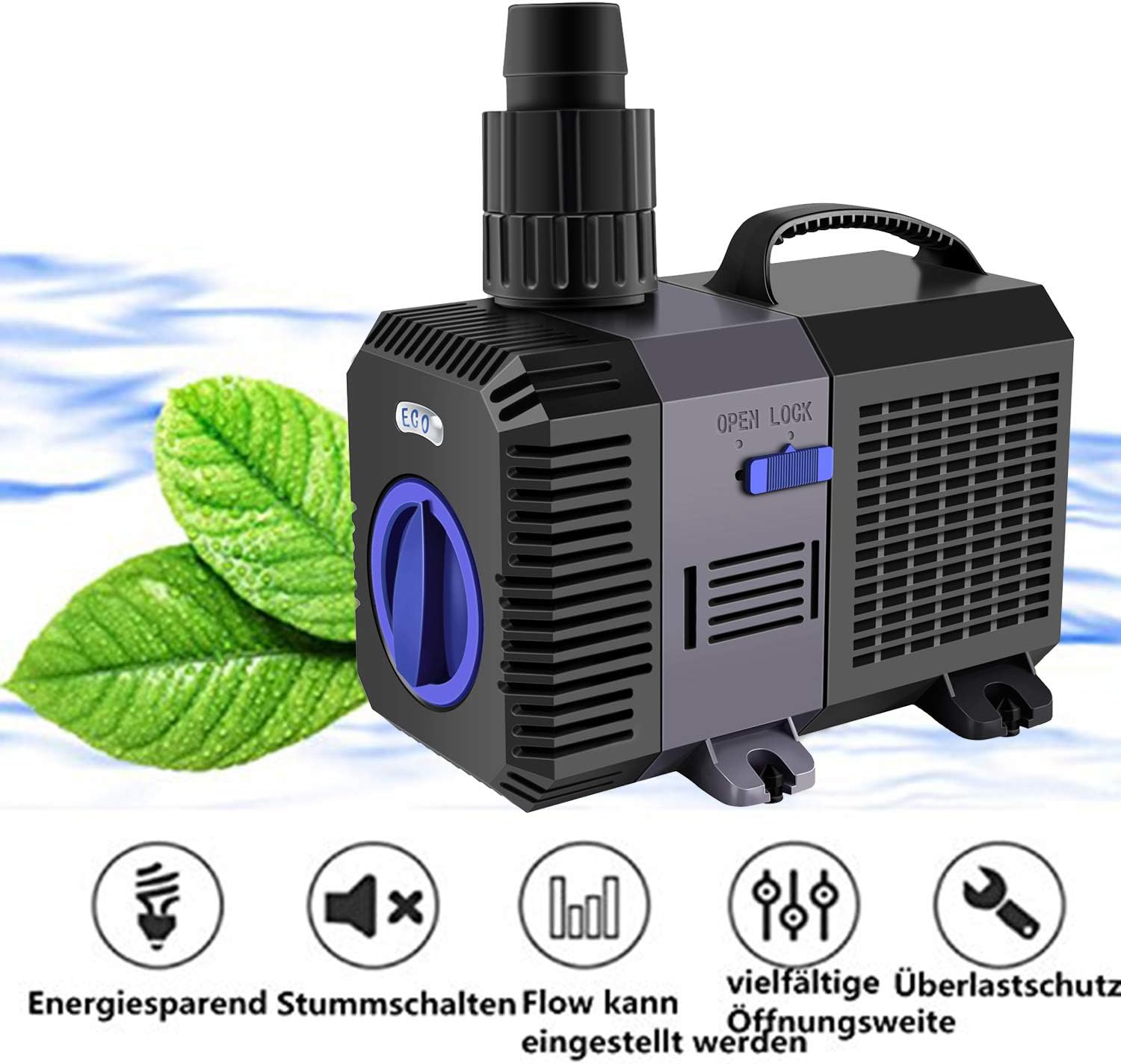 Yaobluesea Eco Pompa per Laghetto 4500l/h 30W - immagine 2