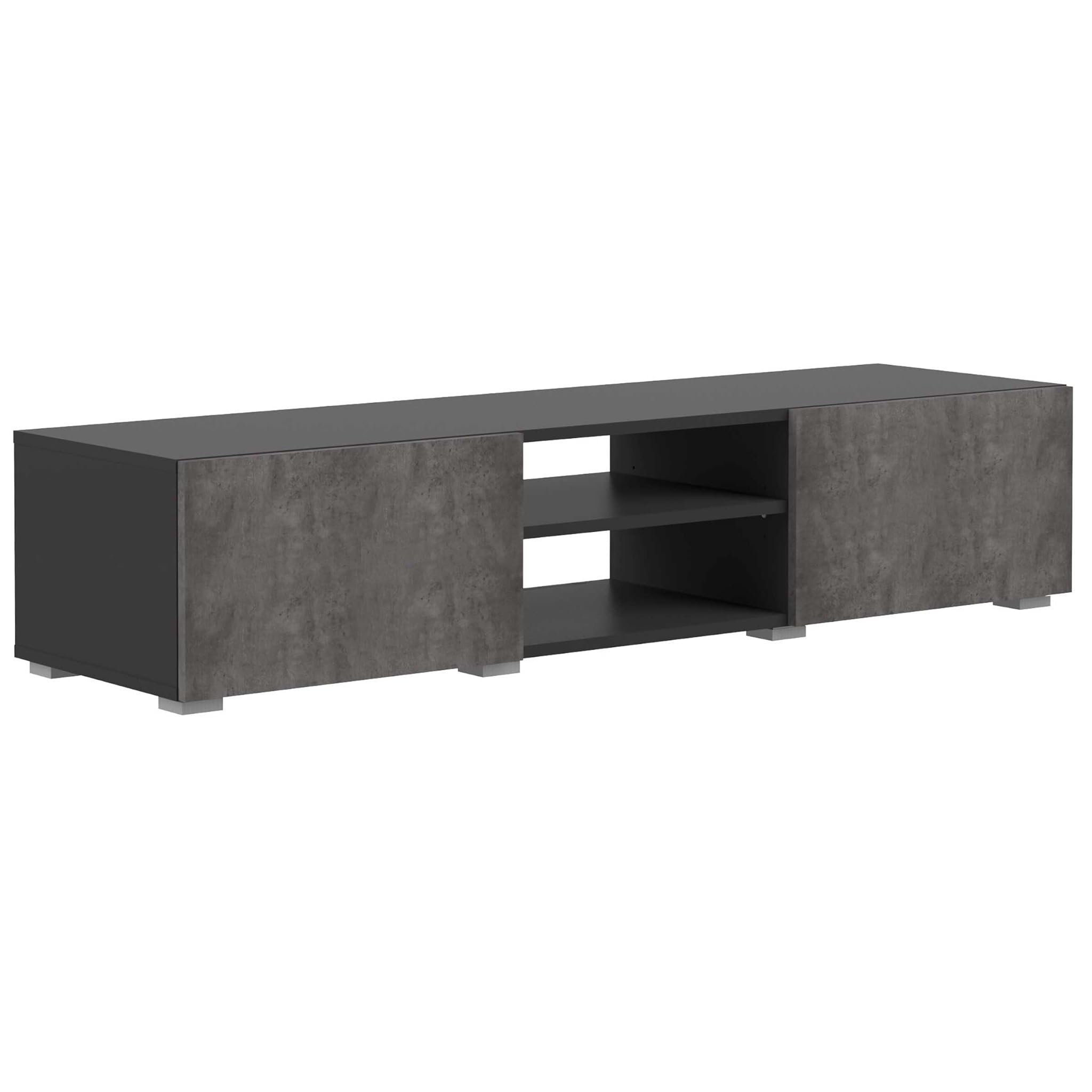 Symbiosis Podium, Tavolino porta tv, Nero ed Effetto Cemento 140x42x31 cm