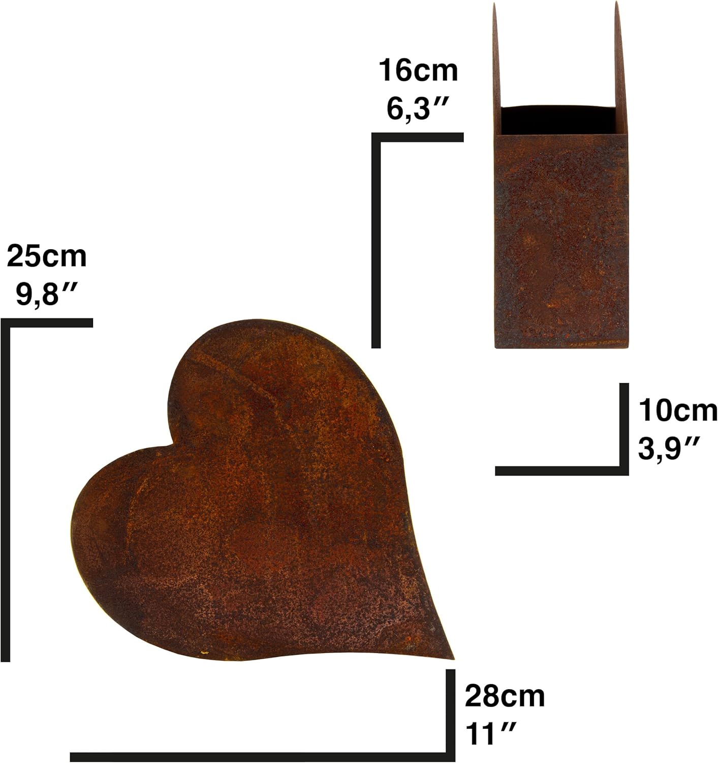 Cuore di fiori per piantare ruggine decorazione giardino in acciaio INOX - immagine 2