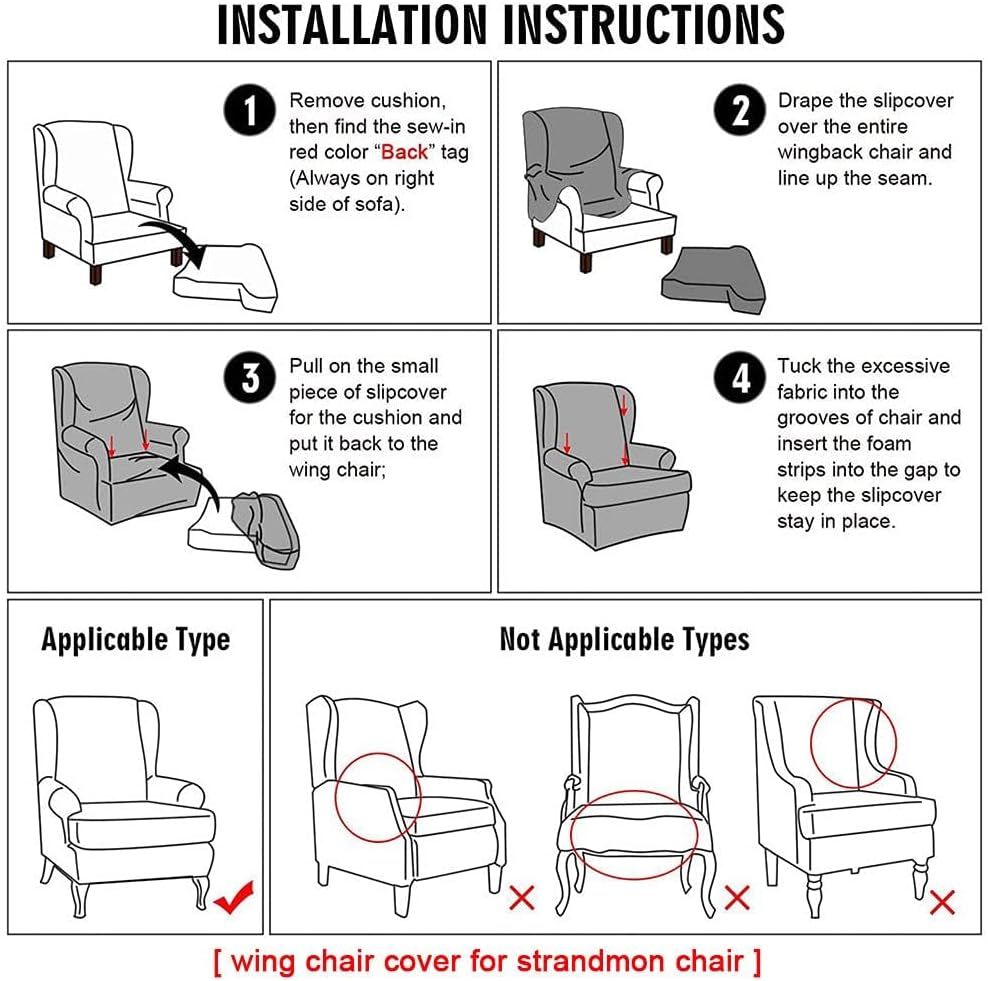 Highdi 2 Pezzi Copripoltrona con Orecchie Elasticizzato - immagine 6