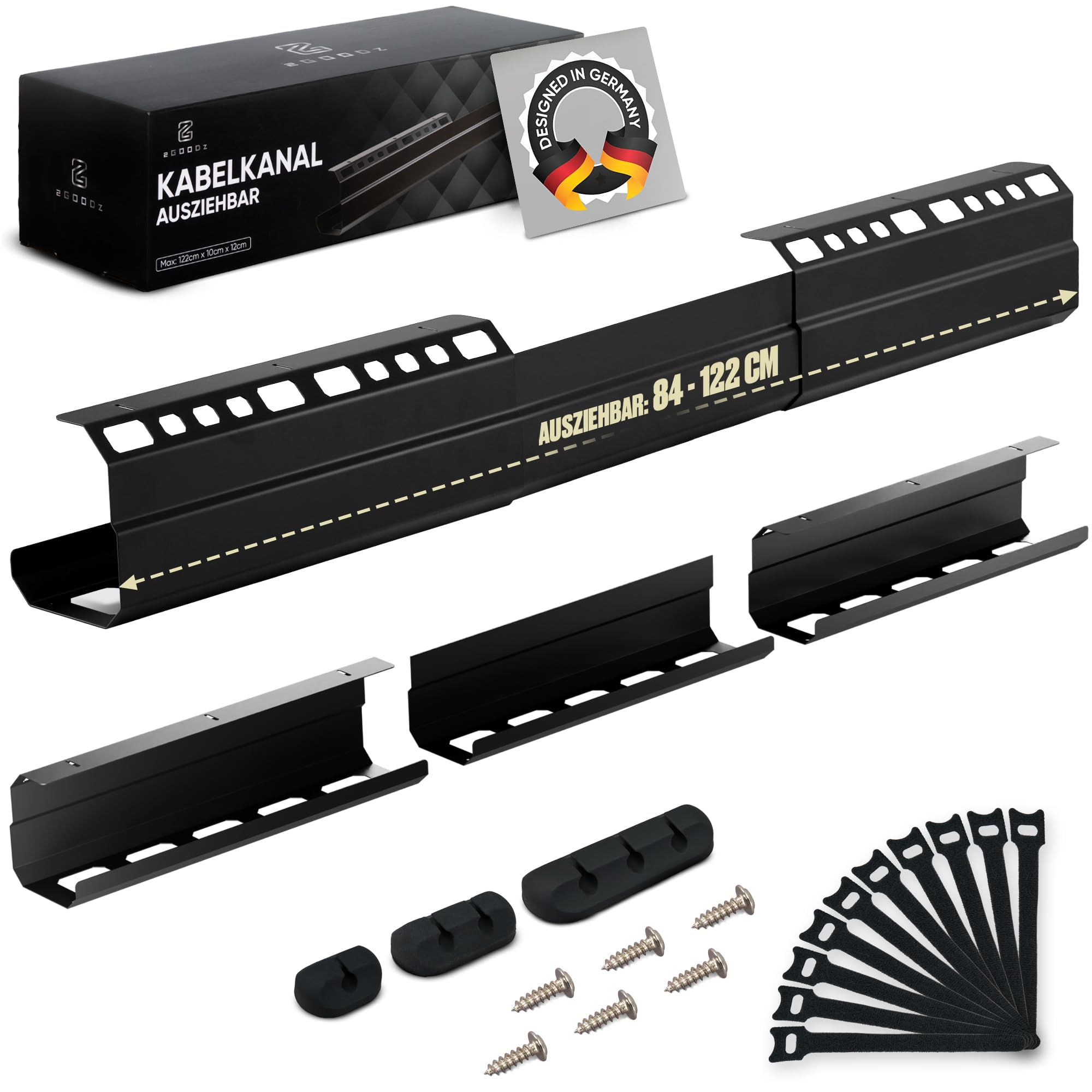 Canalina per Cavi da Scrivania Estensibile 84-122 cm