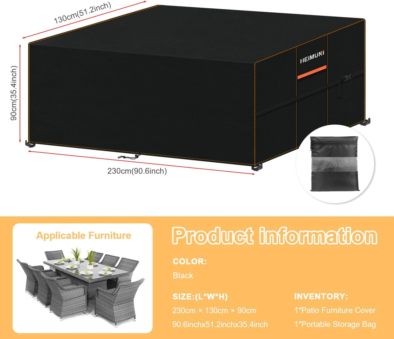 Heimuni Copertura Tavolo Esterno 230x130x90cm - immagine 2