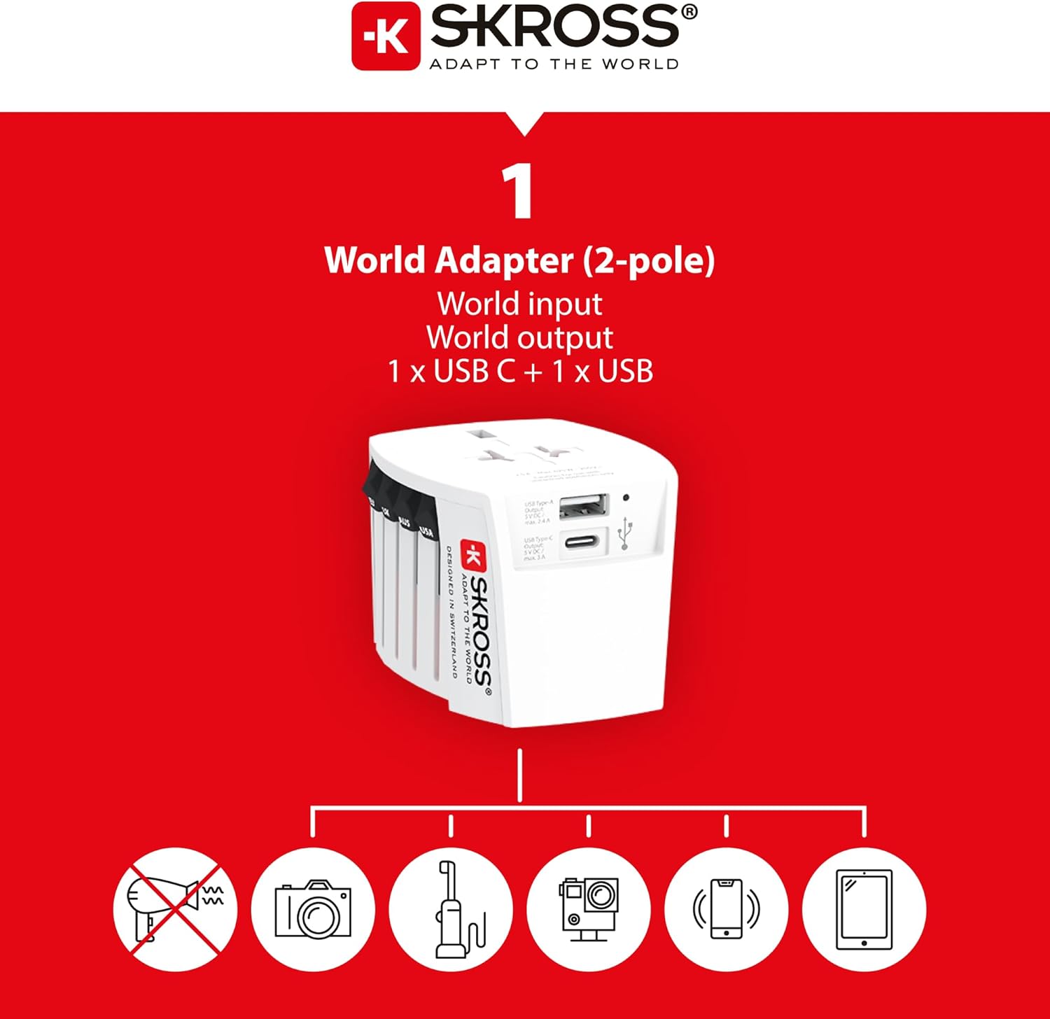 Skross MUV USB (AC) - Adattatore Universale da Viaggio - immagine 7