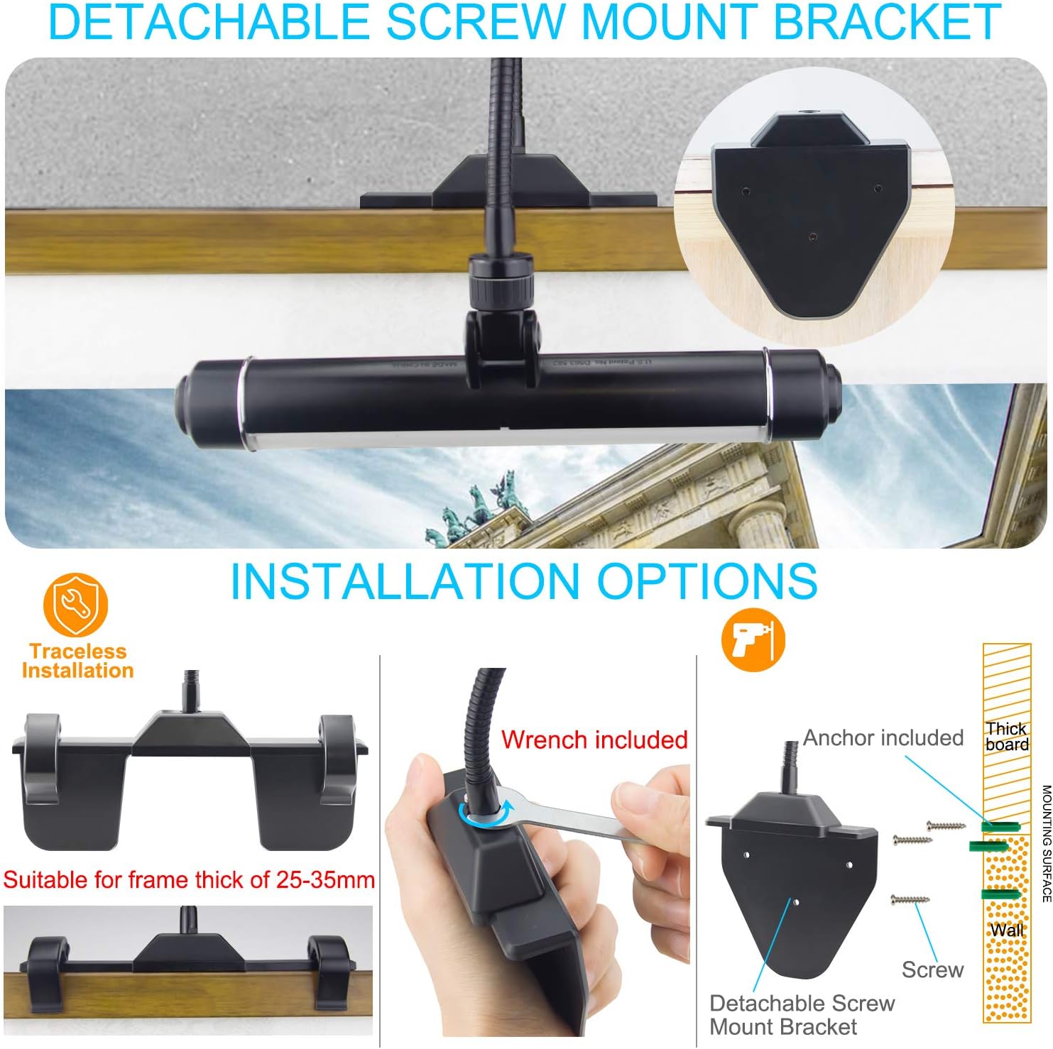 Honwell Lampada per Quadri Wireless Ricaricabile - immagine 6