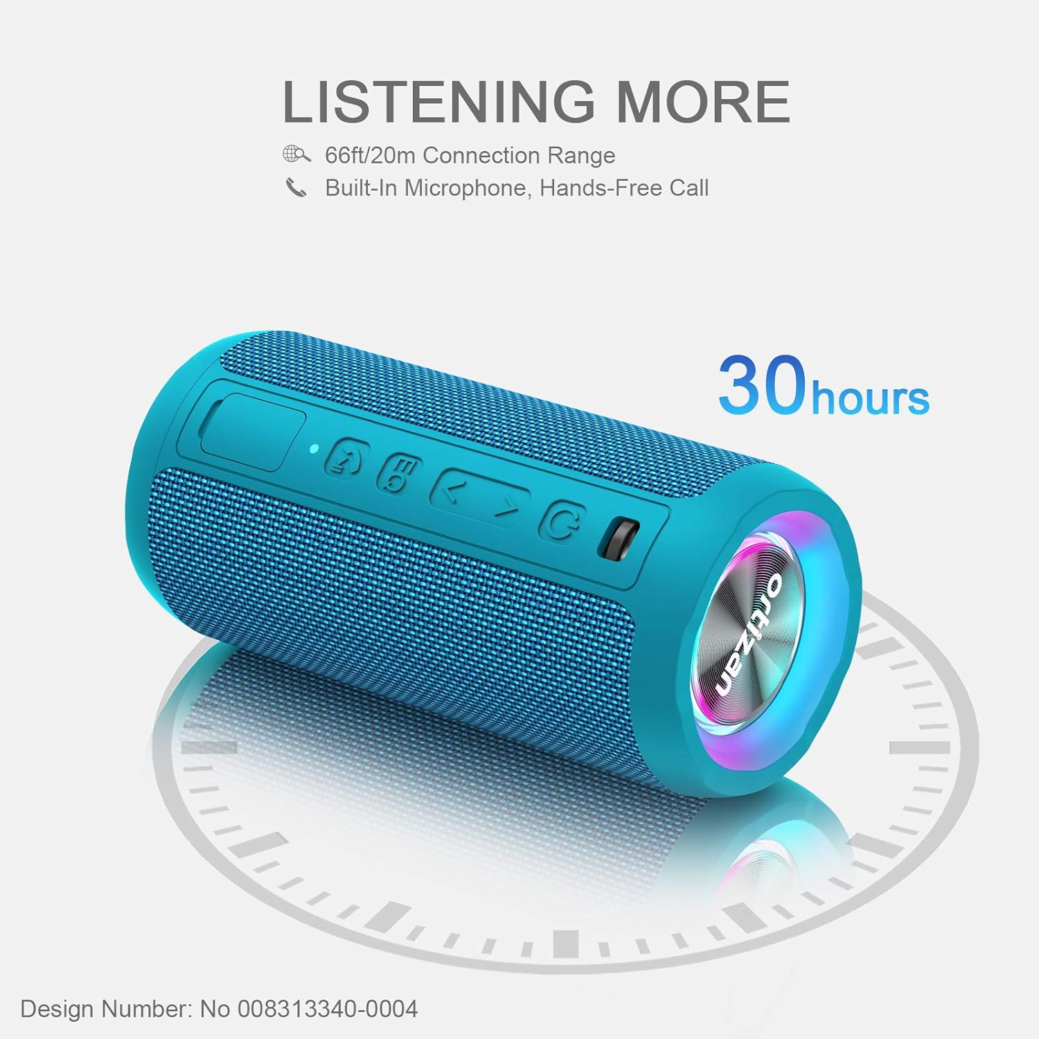 Ortizan Cassa Bluetooth Portatile IPX7 con Luce LED - immagine 5