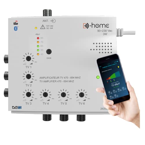 D-Home Amplificatore TV TNT Interno 6 Uscite 23dB
