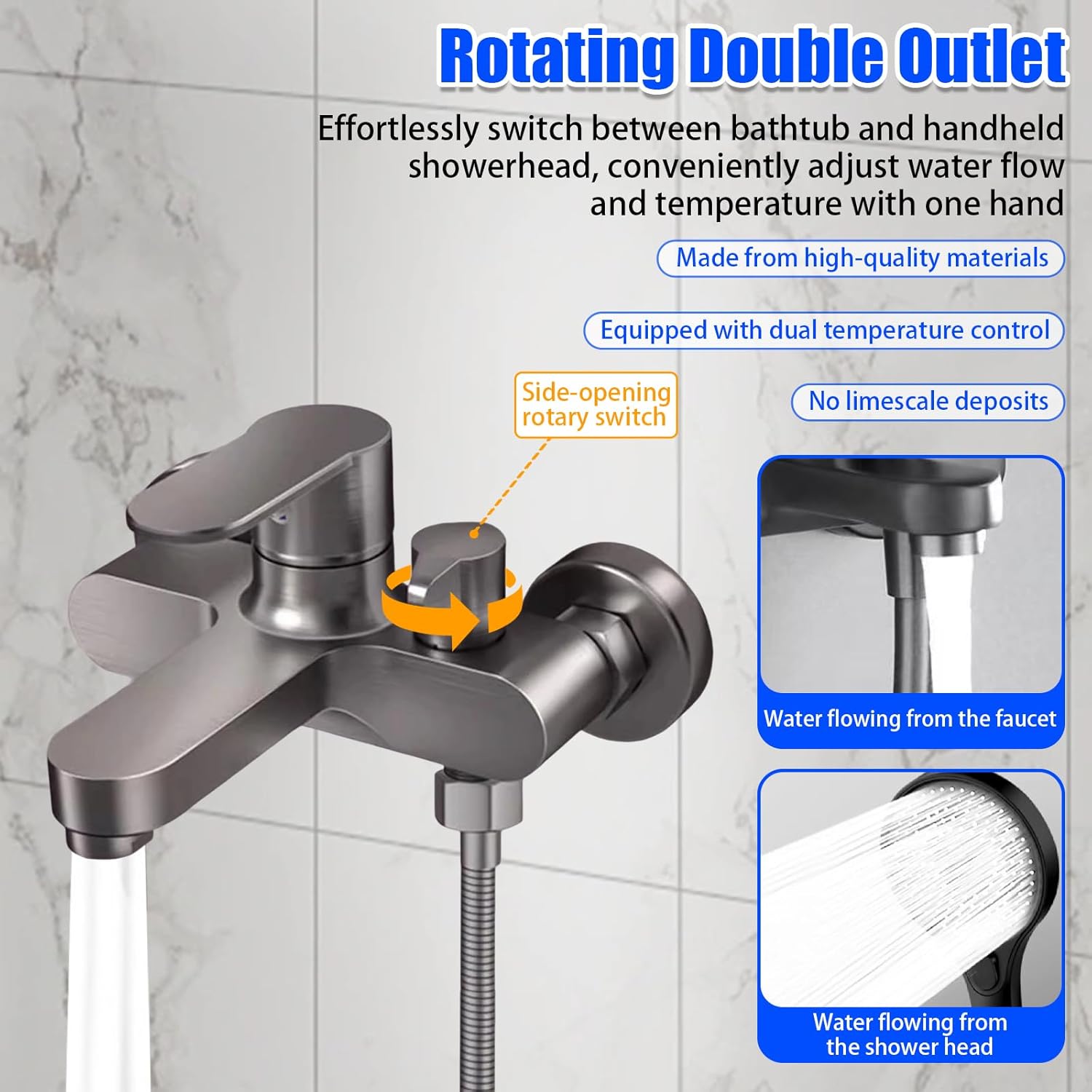 Aichilra Miscelatore Doccia e Vasca a Parete Grigio - immagine 2