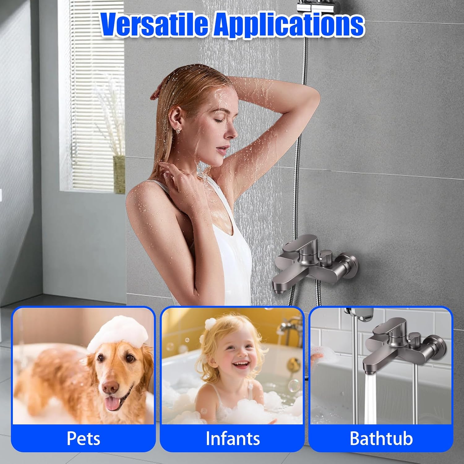 Aichilra Miscelatore Doccia e Vasca a Parete Grigio - immagine 5