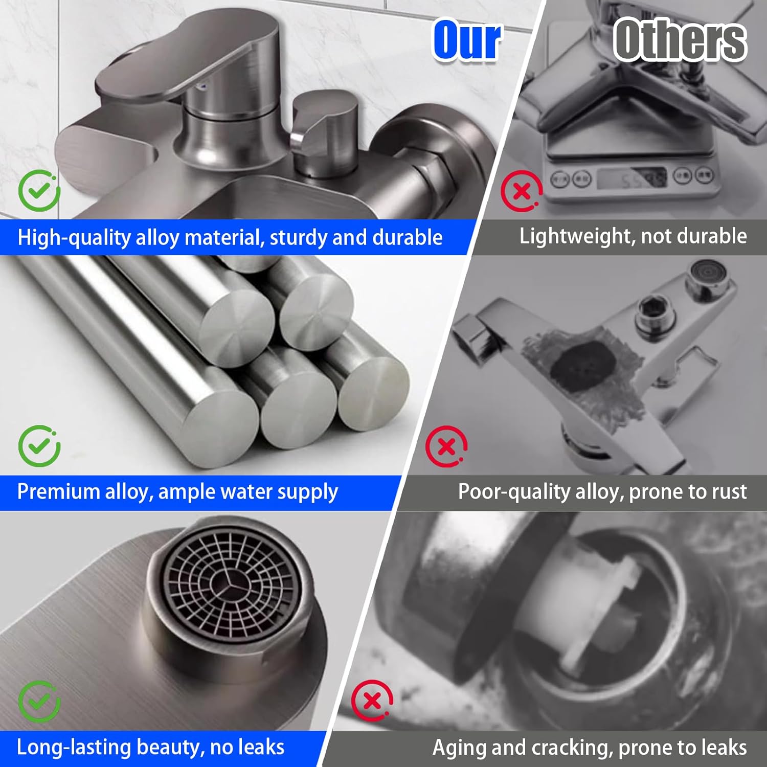 Aichilra Miscelatore Doccia e Vasca a Parete Grigio - immagine 6