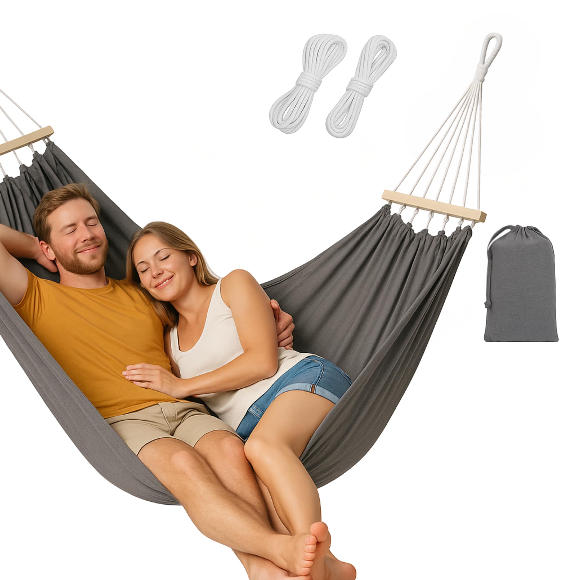 Amaca da Giardino Extra Grande in Cotone 150x280cm, Grigia