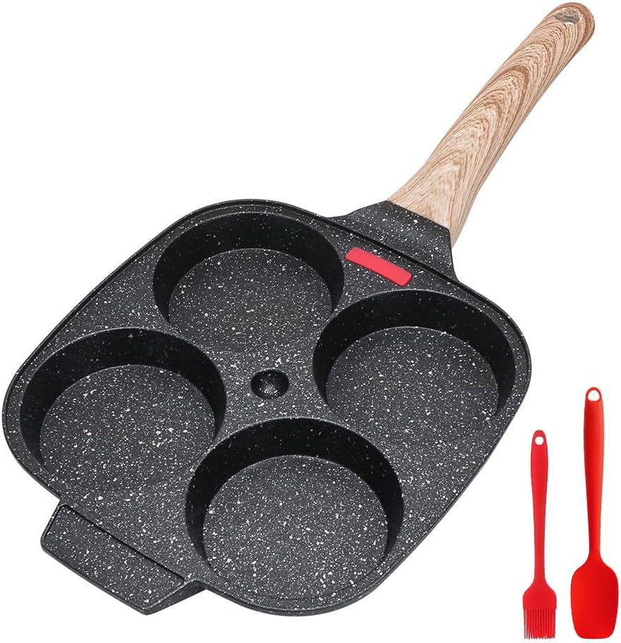 Bobikuke Padella Pancake Antiaderente a 4 Fori, Nera - immagine 1