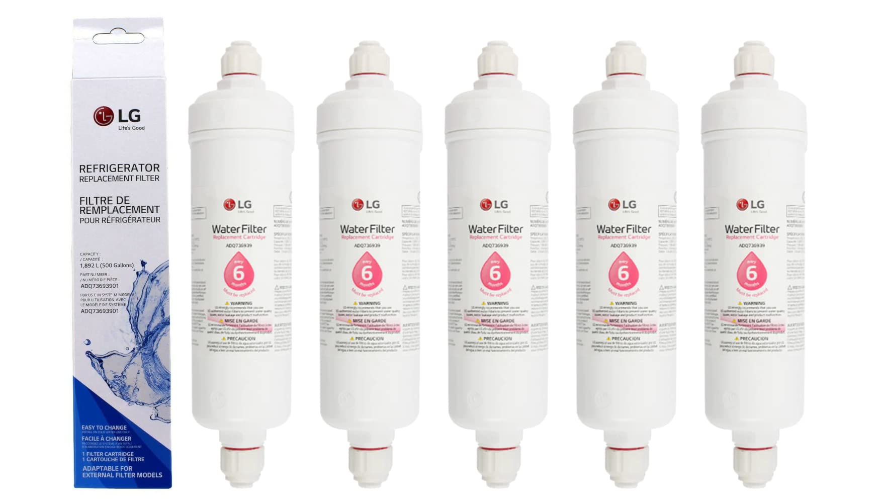 LG ADQ73693901 - Cartuccia Filtro Acqua Frigorifero (5 pz)