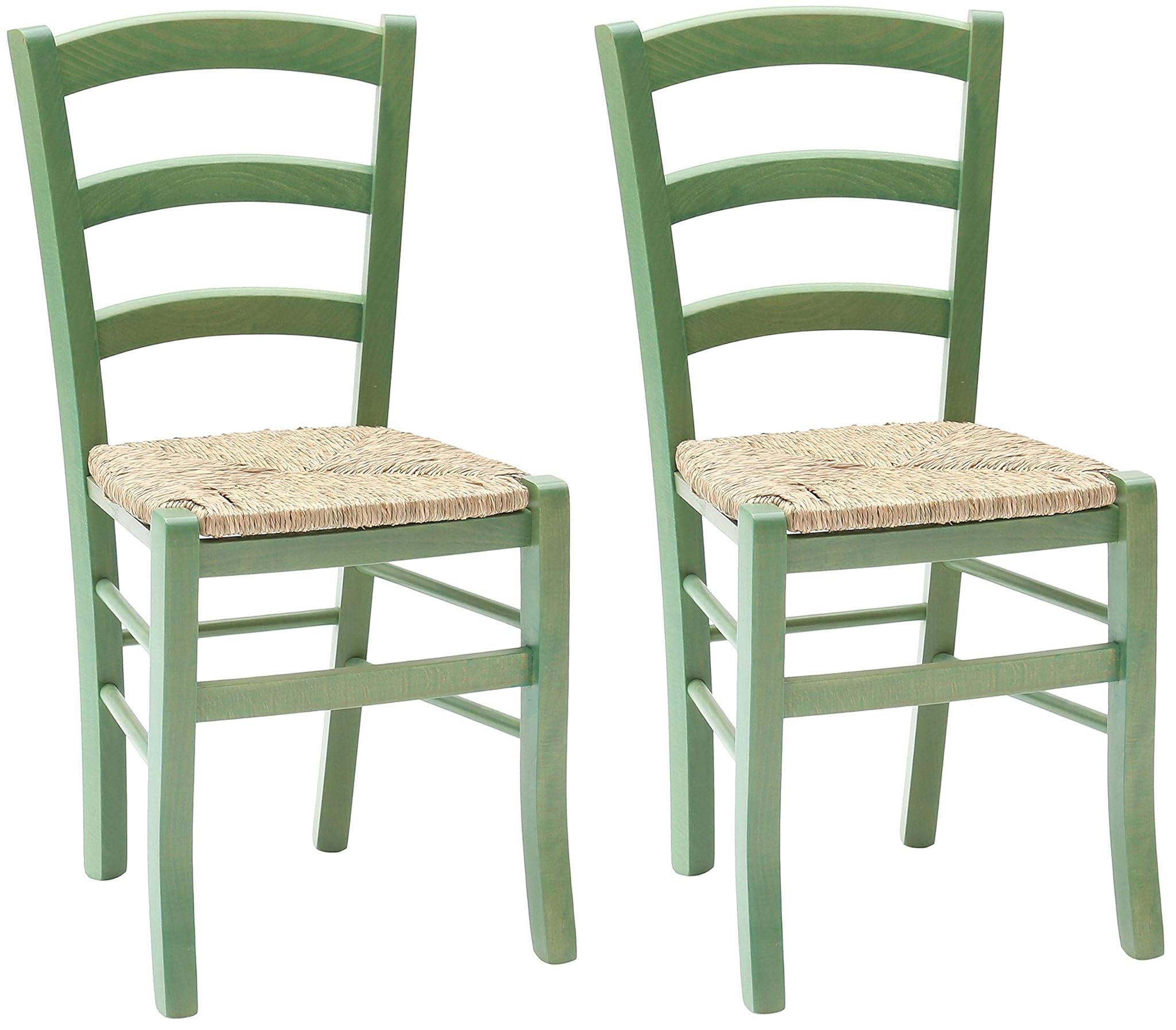 KONTE.DESIGN Set di 2 sedie CENISIA in legno, Verde, 42 x 43x 88 cm