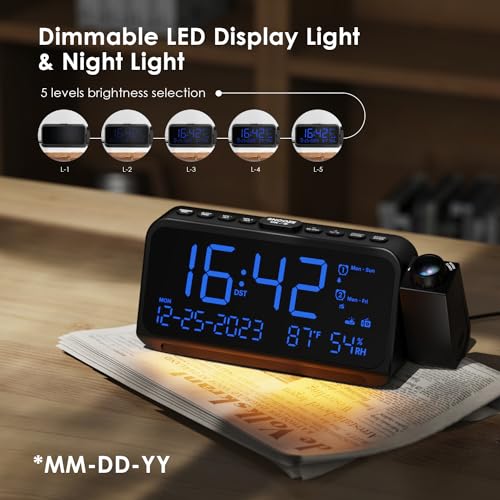 Sveglia con Proiettore Radiosveglia Digitale 270° - immagine 5