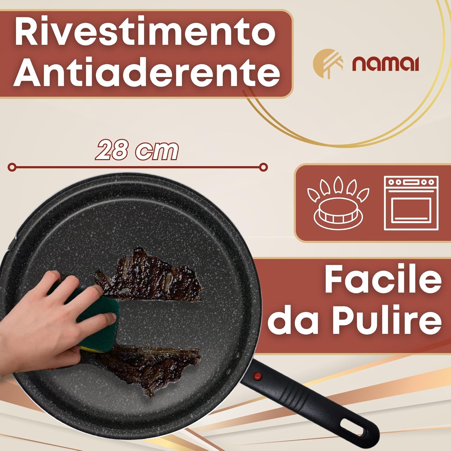 Namai - Padella per Frittata 28 cm Antiaderente - immagine 4