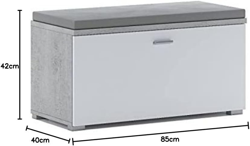 Dmora Scarpiera Moderna con Panca e Cuscino, Bianco - immagine 2