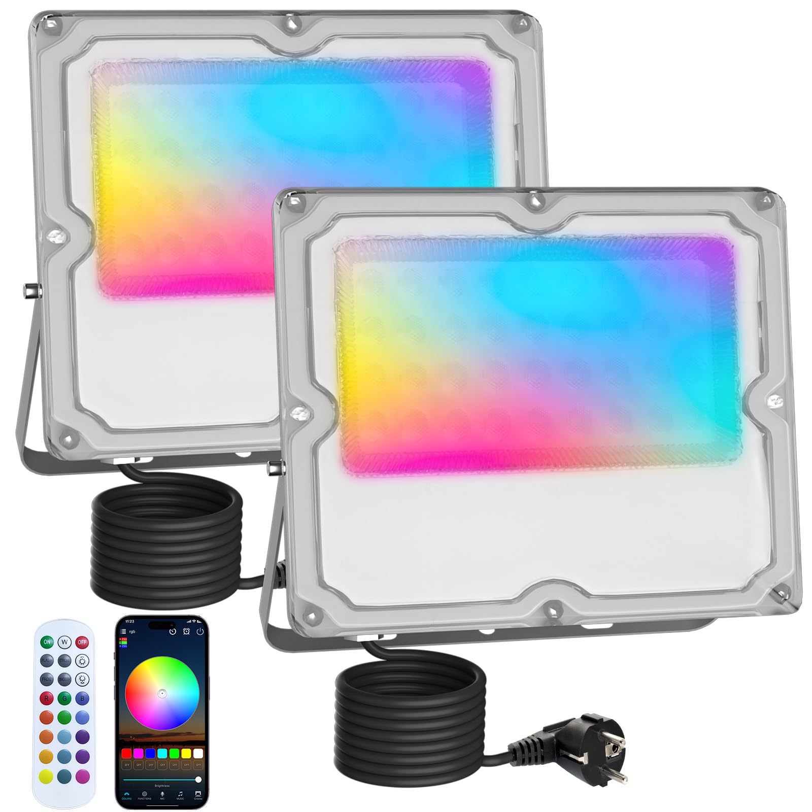 Faretto LED RGB Esterno 30W 2 Pezzi con APP Bluetooth