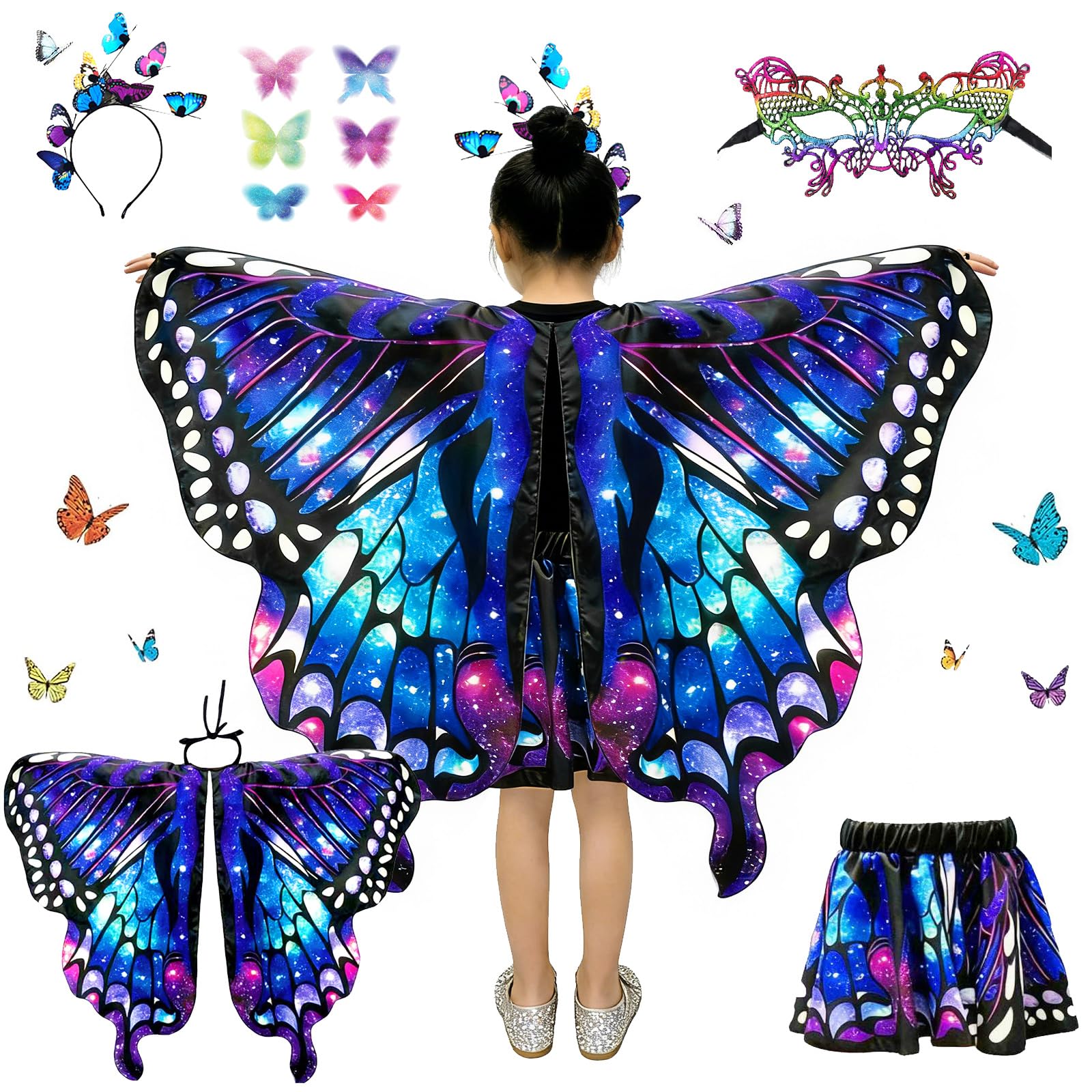 Ali di Farfalla,Ali da Farfalla,Costume Farfalla,Ali Farfalla,Mantello Ali Farfalle,Farfalla Fata Ali,Ali da Fata a Forma di Farfalla,per Carnevale,Carnevali e Feste a Tema,Halloween