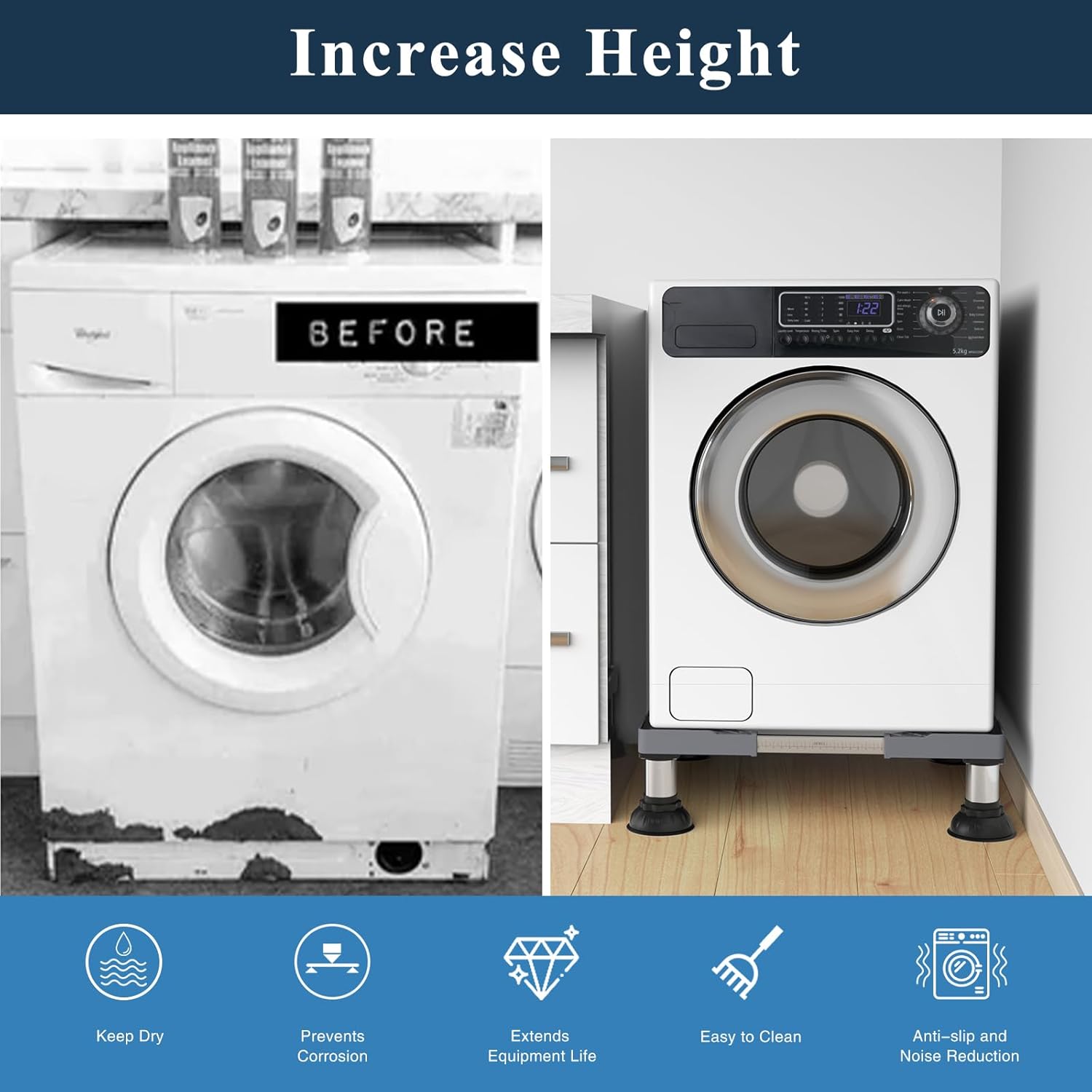 DEWEL Base per Lavatrice con Ventosa Piedini - immagine 5