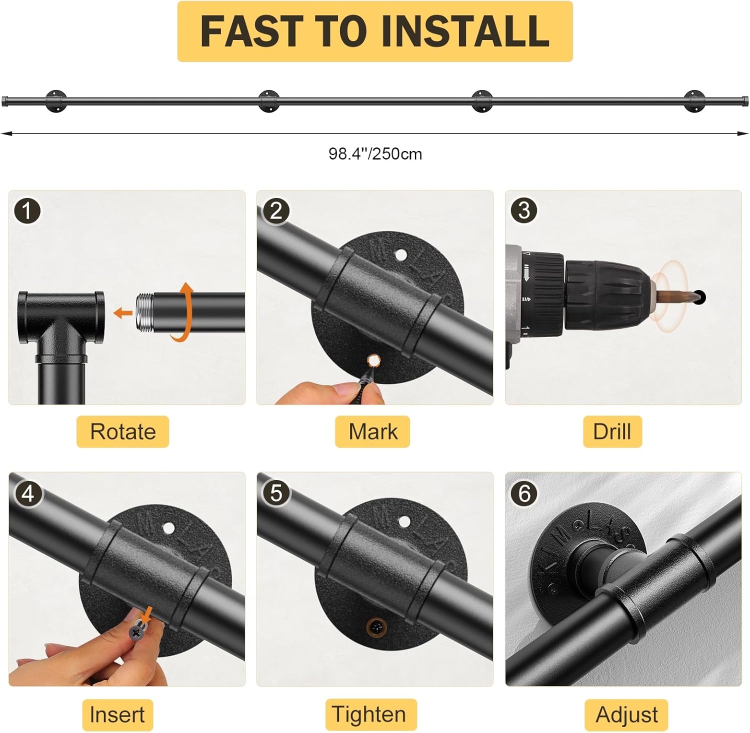 Aomdom Corrimano per Scale Nero 2,5M - immagine 6