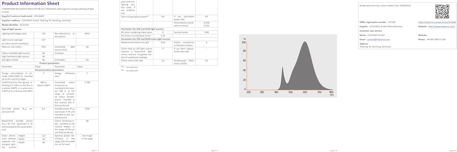 Osram LED Base Classic A E27 8,50W 2700K Opaco - immagine 13