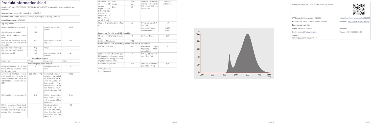 Osram LED Base Classic A E27 8,50W 2700K Opaco - immagine 15
