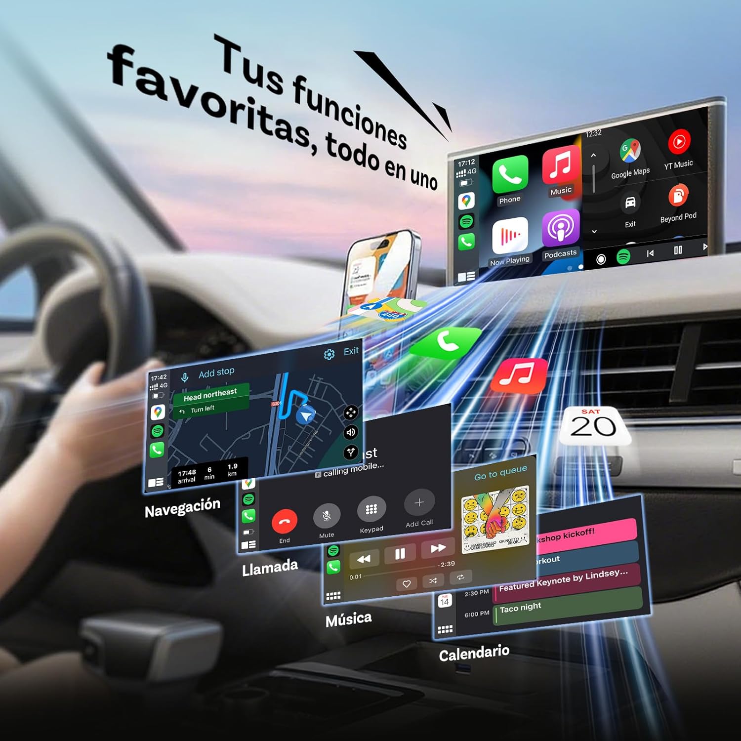 Ottocast Mini Slim USB-C - Adattatore Wireless CarPlay e Android Auto - immagine 3