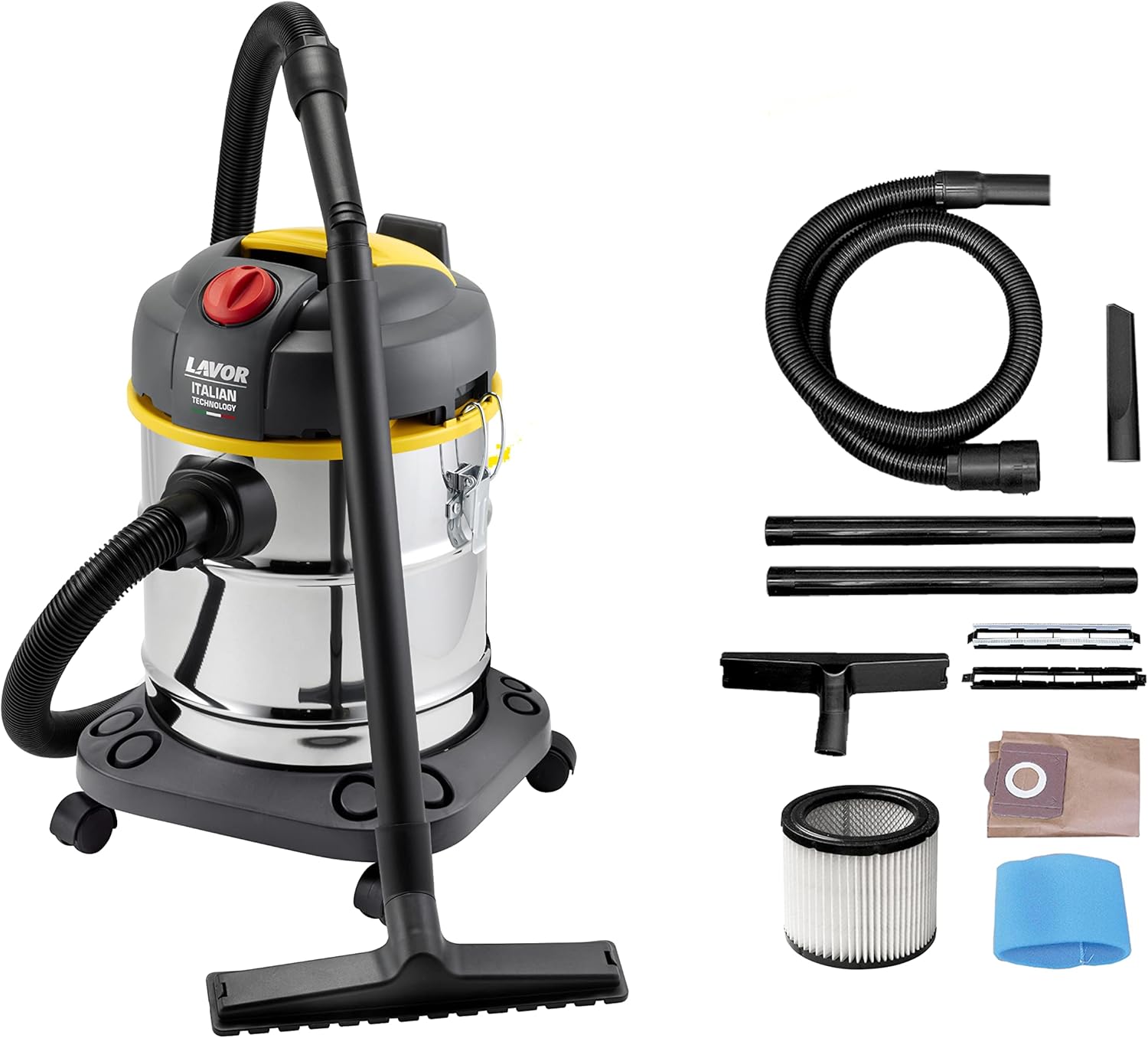 LAVOR New Model 8.253.0023, Aspiratore Solidi e Liquidi, Inox, 1400 W, 20 Liters