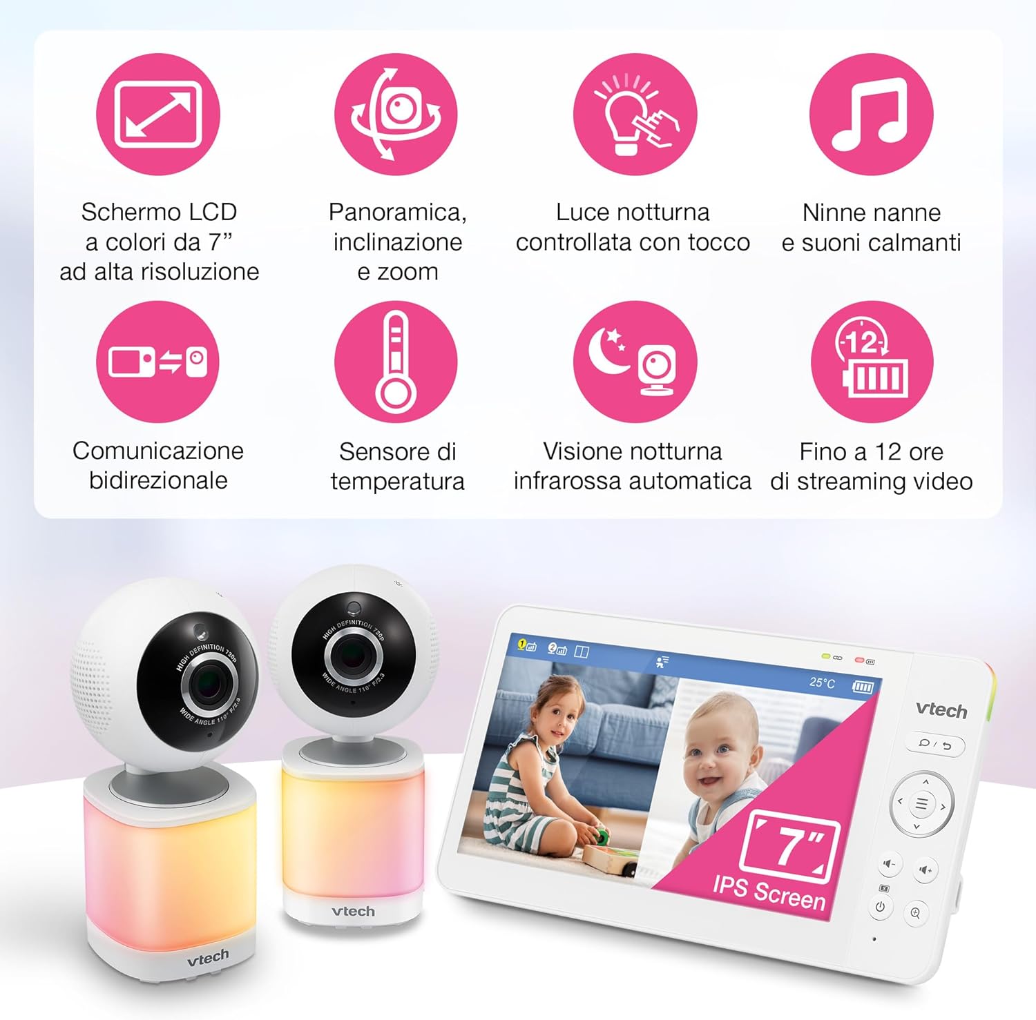 Vtech Baby Monitor Video VM7468-2 con 2 Telecamere - immagine 2