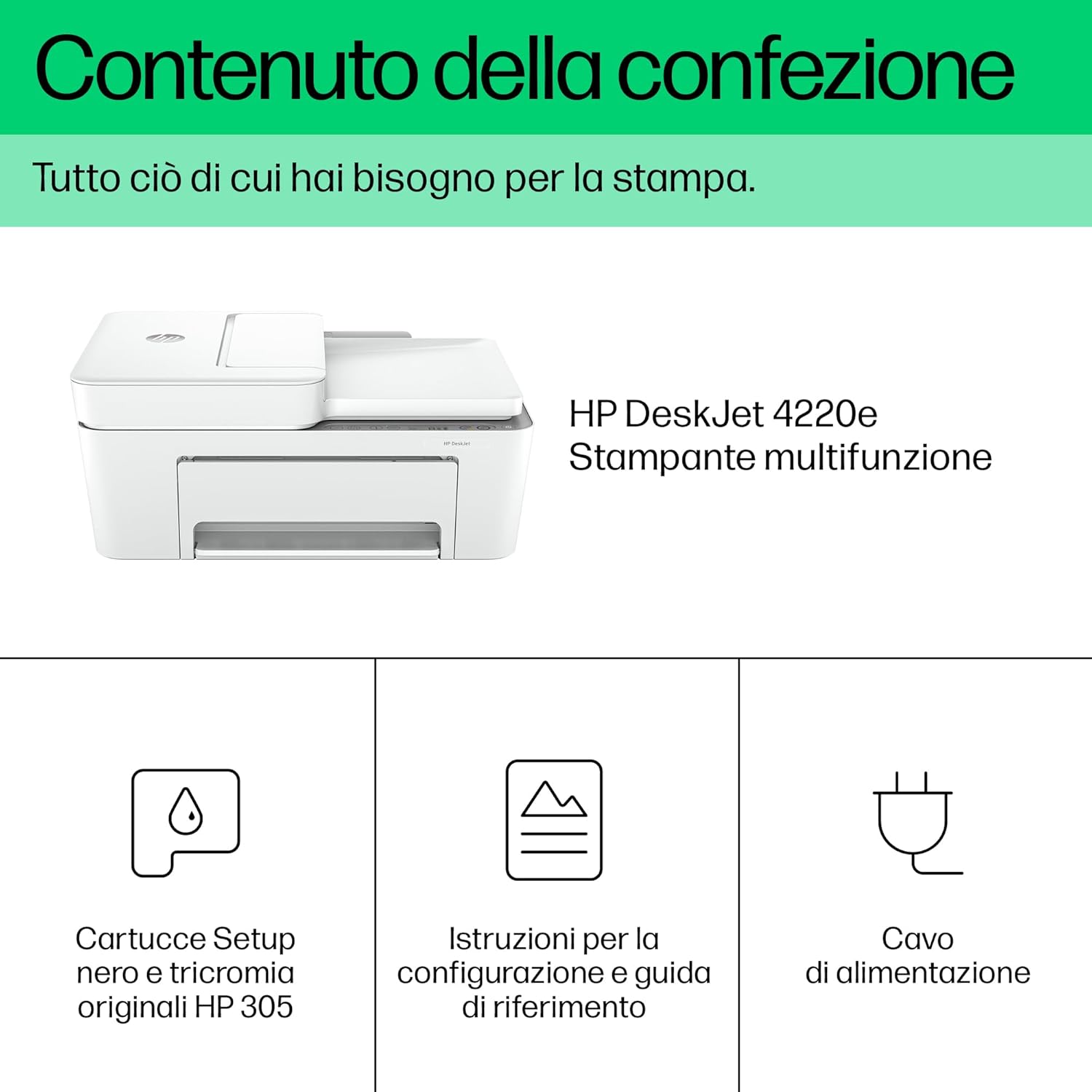 Hp DeskJet 4220e - Stampante Multifunzione A4, Bianca - immagine 5