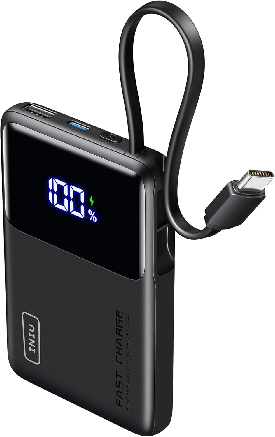 Iniu 45W Power Bank 10000mAh con Cavo USB-C Integrato - immagine 1