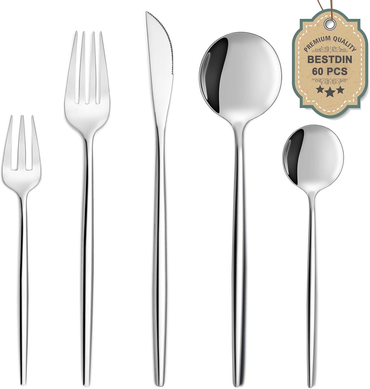 Bestdin Set di Posate 60 Pezzi per 12 Persone - immagine 1