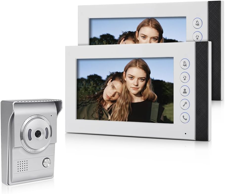 Qttyelok - Sistema Videocitofono Cablato 7 Pollici con 2 Monitor